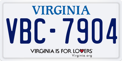 VA license plate VBC7904