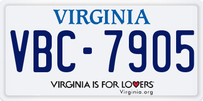 VA license plate VBC7905