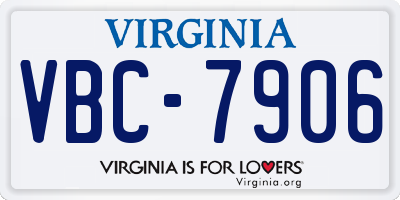 VA license plate VBC7906