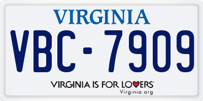 VA license plate VBC7909