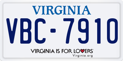 VA license plate VBC7910