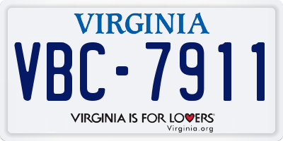 VA license plate VBC7911