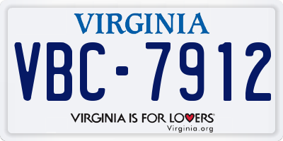 VA license plate VBC7912