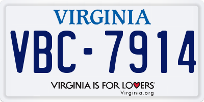 VA license plate VBC7914