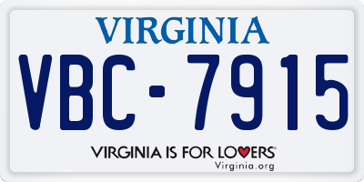 VA license plate VBC7915