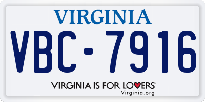 VA license plate VBC7916