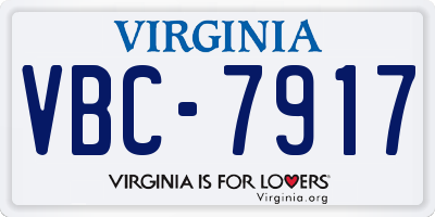 VA license plate VBC7917