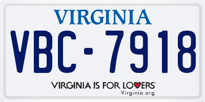 VA license plate VBC7918