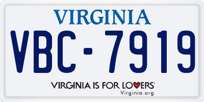 VA license plate VBC7919
