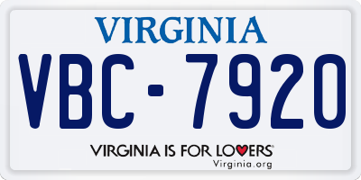 VA license plate VBC7920