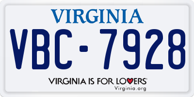 VA license plate VBC7928