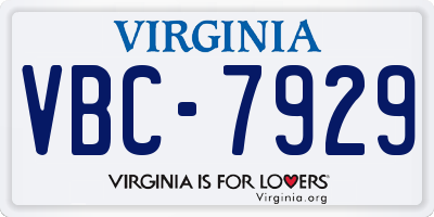 VA license plate VBC7929