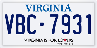VA license plate VBC7931