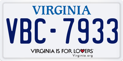 VA license plate VBC7933
