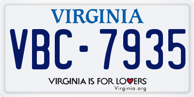 VA license plate VBC7935