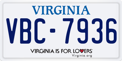 VA license plate VBC7936