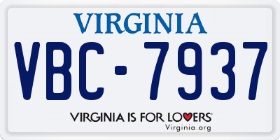 VA license plate VBC7937