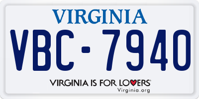 VA license plate VBC7940