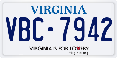 VA license plate VBC7942