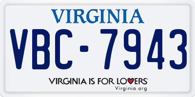 VA license plate VBC7943