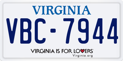 VA license plate VBC7944