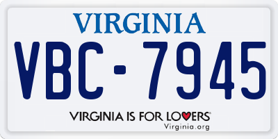 VA license plate VBC7945