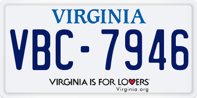 VA license plate VBC7946