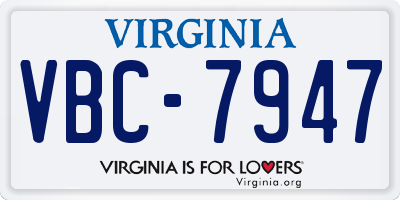 VA license plate VBC7947