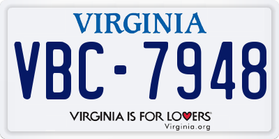 VA license plate VBC7948
