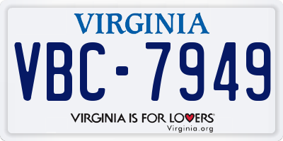 VA license plate VBC7949
