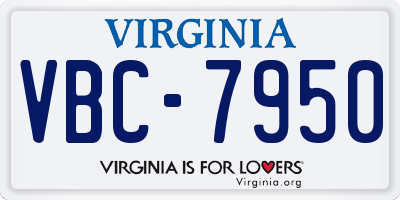 VA license plate VBC7950