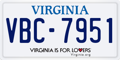 VA license plate VBC7951