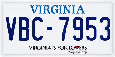 VA license plate VBC7953