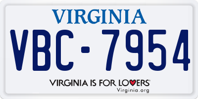 VA license plate VBC7954