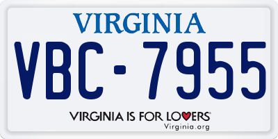 VA license plate VBC7955
