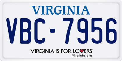 VA license plate VBC7956