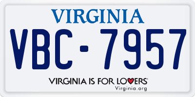 VA license plate VBC7957