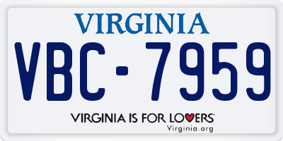 VA license plate VBC7959