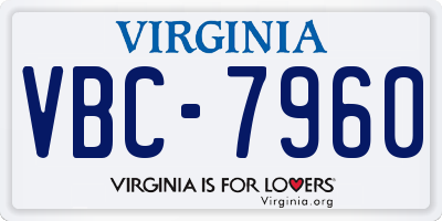 VA license plate VBC7960