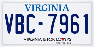 VA license plate VBC7961