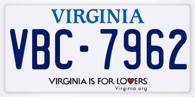VA license plate VBC7962