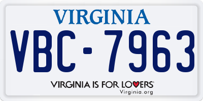 VA license plate VBC7963
