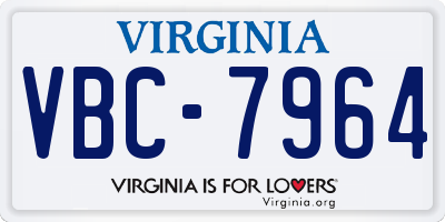 VA license plate VBC7964