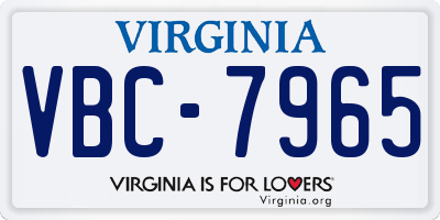 VA license plate VBC7965