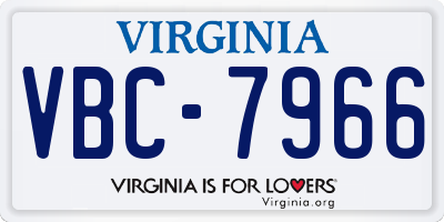 VA license plate VBC7966