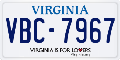 VA license plate VBC7967