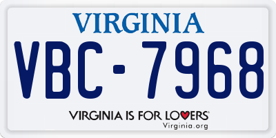 VA license plate VBC7968