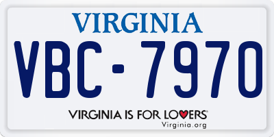 VA license plate VBC7970