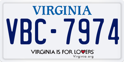 VA license plate VBC7974
