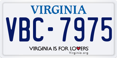 VA license plate VBC7975